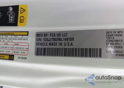 2022 Jeep Gladiator Rubicon 4X4 from USA, damaged, VIN 1C6JJTBG9NL149159